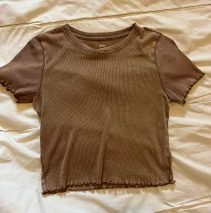 Aerie Brown ribbed baby tee thumbnail 1