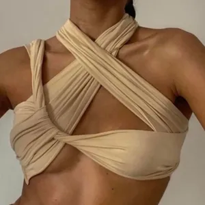 Rumours Beige Wrap Top Tan thumbnail 1