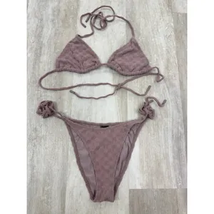Triangl Vinca Deia Bikini Swimsuit Set Mauve Checkered texture Size XL/M thumbnail 4
