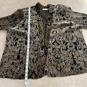 Chicos 3 Jacket Topper Womens XL Crinkle Velvet‎ Burnout Sheer Brown Whimsigoth thumbnail 2