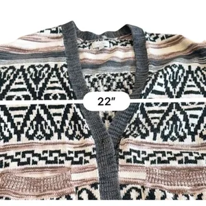 Lucky Brand Women's Southwest Aztec Cardigan Sweater Size Large Oversized boho thumbnail 8