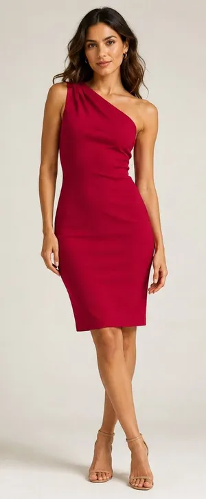 Dress The Population NWT Quinn One Shoulder Cocktail Dress Red Size Medium thumbnail 1
