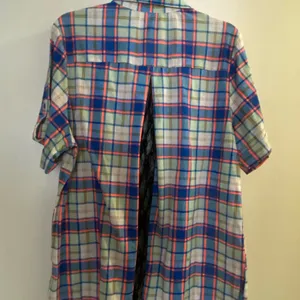 RNB Womens Button Down Flannel Shirt 3X 3XL Plaid Blue Peach Black Lace Back thumbnail 4