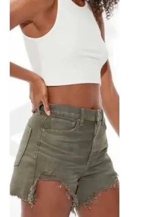 American Eagle Highest Rise Mom Shorts 12 Olive Green *NWOT FLAWED* thumbnail 1