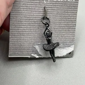 Sterling silver ballerina charm on card thumbnail 2