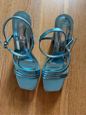 Primark Metallic Teal Strappy Platform Heels thumbnail 5