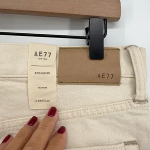 AE77 Stovepipe Selvedge Jeans Women 14 Regular Cream NWT Organic Cotton Straight thumbnail 10