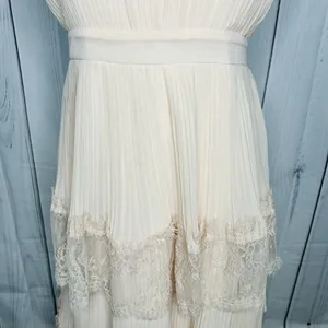 NWT Just Me Women's Pink Lace Ruffle Tiered Boho Sleeveless Pleated Dress Size M thumbnail 3