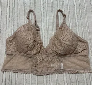 aerie Lace Longline Bralette Tan thumbnail 1