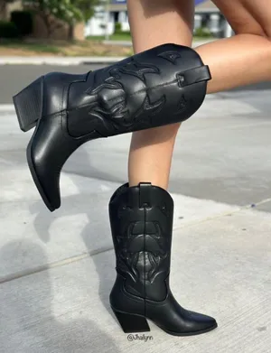 Soda Black Cowboy Boots thumbnail 1