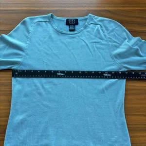 2000s Vintage City Silk Knitwear Blue 3/4 Sleeve Silk Cotton Sweater Y2K Size M thumbnail 6