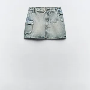 NWT ZARA DENIM CARGO MINI SKIRT. Size Large thumbnail 5