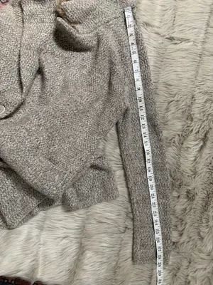 Zara Knit Long Knit Marled Faux Fur Coat/ cardigan Small thumbnail 6