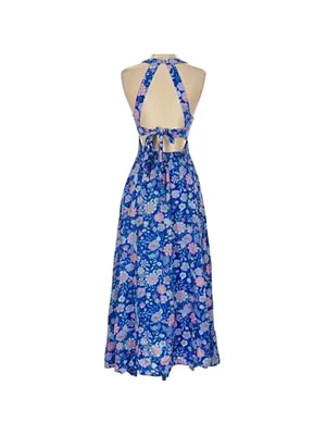 Abel the Label Bluebell Floral Halter Tie Back Full Skirt Maxi Dress XSmall thumbnail 6