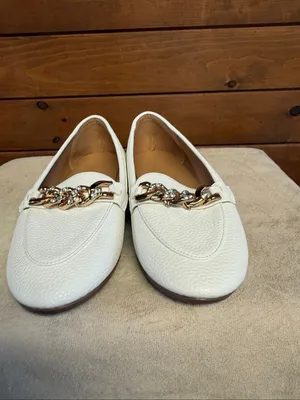 No Brand Womans White Faux Pebbled Leather Loafer Sz 8 NIB thumbnail 7