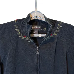 Woolrich Full Zip Sweater‎ Embroidered Christmas Mock Neck Knit Size Large thumbnail 2