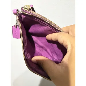 Coach Double Zip Large Wristlet Khaki /purple Signature P thumbnail 11