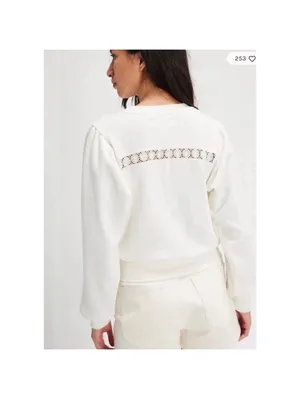 NWT FREE PEOPLE Sweet Nashville Sweatshirt in‎ Ivory NWT $128 thumbnail 5