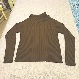 Large Derek Heart Brown Chunky Knit Turtleneck Sweater thumbnail 5