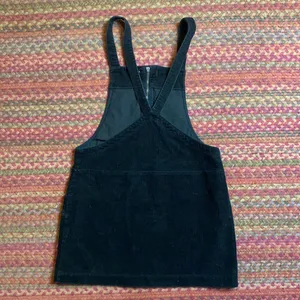 Black Corduroy Zip Front Overall Mini Dress thumbnail 4