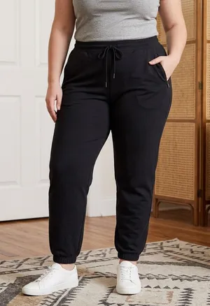 Tek Gear On-the-Go Gear Black Joggers Womens XL Zipper Pockets Stretch Pants thumbnail 1