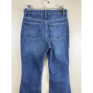 Zara Jeans Womens Blue Size 6 Denim Flare High Rise Raw Hem Medium Wash thumbnail 6
