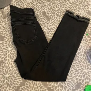 LOFT High Waist Straight Crop Jeans size 24 00 Frayed Hem Black Everyday Casual‎ thumbnail 10