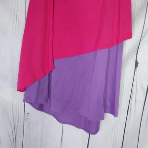 Faded Glory Women's Pink and Purple Asymmetrical Layerd 80's Style Top thumbnail 4