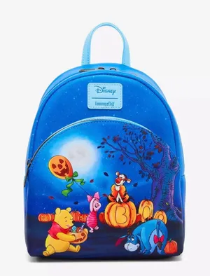 Disney x Loungefly Winnie the Pooh and Friends Halloween blue backpack. thumbnail 1