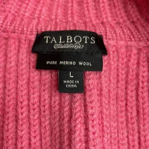 Talbots hot pink knit merino wool blazer cardigan Large thumbnail 3