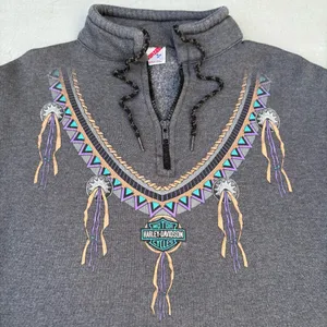 Rare Vintage 80s Harley Davidson Southwestern Grey Las Vegas Graphic Sweatshirt thumbnail 3