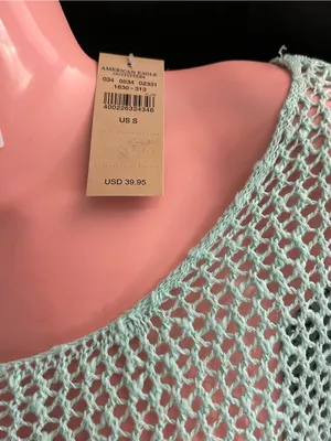American Eagle Light Mint Open-Knit Stripe Sweater SM NWT thumbnail 9