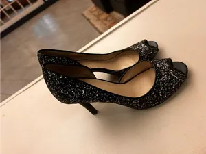 Heels Black Glitter Peep-Toe Kitten 8 M Kelly & Katie thumbnail 5