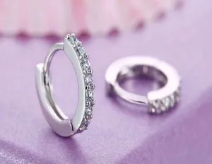 925 Silver Plated Cubic Zirconia CZ Diamond Small Hoop Earrings for Women Men thumbnail 2