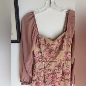 NWT Two Sisters Pink Floral Off-Shoulder Mini Dress Size 2 thumbnail 4