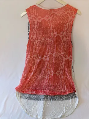 Vocal Black & White Tank Top with Coral Studded Cross thumbnail 3