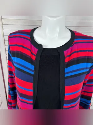 New‎ York & Co Eva Mendes Cecilia Striped Duster Cardigan Sweater Large XL thumbnail 6