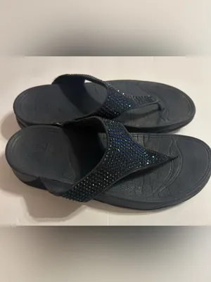FitFlop navy Rhinestone T-Strap Women's Sandals thumbnail 2