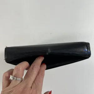 Patent Leather Black Wallet Clutch Credit Card Bi Fold Kiss Lock‎ Beautiful thumbnail 3