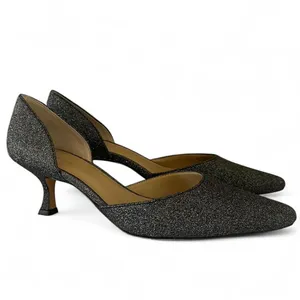 Ann Taylor Silver Kitten Heel Pumps Sz 7.5 thumbnail 4
