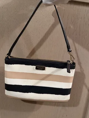kate spade Striped Shoulder Bag in Black, Cream & Tan thumbnail 6