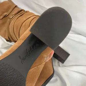Sam Edelman Tan Suede OTK Boots 7 Leather‎ Heel Wrap Strap Tall Zip Buckle thumbnail 12