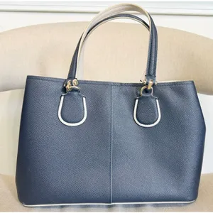 Coach Prince Street Perforated Leather Satchel Tote Navy Blue Crossbody Bag thumbnail 3