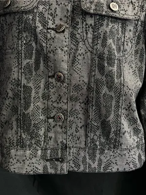 Crest Vintage Womens Grey Snake-Print Blazer Jacket SM thumbnail 9