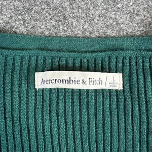 Abercrombie & Fitch Green Ribbed Long‎ Sleeve V-Neck Bodysuit Large thumbnail 3