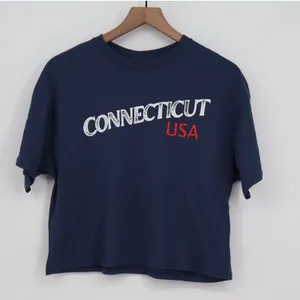 Where I\'m From Connecticut USA Cropped Graphic T-Shirt Navy Blue XS thumbnail 2