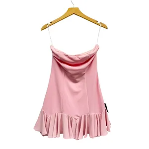 Lulus Eirian Blush Pink Strapless Pleated Mini Dress size Medium NWT thumbnail 3