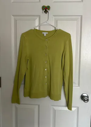 Charter Club Chartreuse Button Sweater Twee thumbnail 1