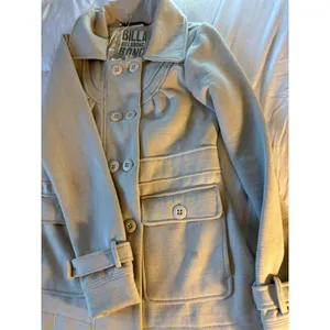 Billabong Womens Double Breasted Pea Coat Cream Oatmeal Cotton Blend Jacket M thumbnail 6