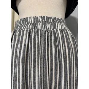 See You Monday Linen Blend Striped Midi Skirt‎ Size L Black White Nautical Cottagecore Modest thumbnail 13